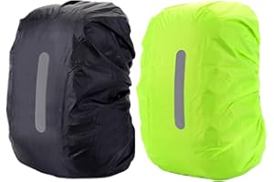 RDNKVB 2pcs Housse de Pluie pour Sac à Dos avec Bandes réfléchissantes imperméable Sac à Dos Sac d'école pour randonnée Camping Voyage Cyclisme