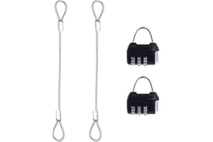 TIGERRDU 2Pcs 80cm Safety Cable Lock with 2Pcs Black Combination Lock, Stainless Steel Security Wire Rope with Double Loop for Stage Lighting Luggage Lock