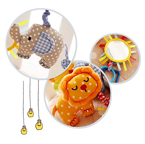 Happy Cherry Baby Süß Hängenden Spirale mit Musik Sound, Activity Spiral Plüschtiere Spielzeug, Beschwichtigen Schlaf Spielzeug für Baby Süßsbett/ Kinderwagen – Elefant Blau - 4