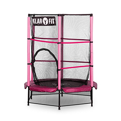 Klarfit Rocketkid Trampolin Minitrampolin Gartentrampolin (für Kinder ab 3 Jahre, 140 cm Durchmesser, bis max. 50 kg belastbar, komplett verschließbares Sicherheitsnetz) verschiedene Farben - 9