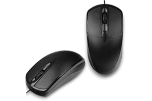 Mouse Comfort USB Wired, 3 Button, 1000 DPI, High Performance Plug & Play, for Desktop, PC and Laptop Windows/Mac (ZR-180, Black)