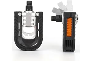 HFRYPSHOP Pédales de Vélo, Pédales de Vélo Pliables en Alliage d'Aluminium avec Réflecteurs et Antirouille | Φ 14mm(9/16") | Facile à Plier en Métro, pour Vélo Electrique, VTT, Vélo de Route