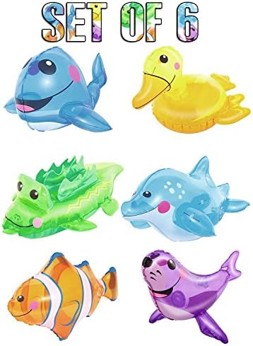 Set of 6 Splash and Play Inflatable Novelty Toys Assorted Design Available (34030) Ideal Summer Holiday Vaccination Outdoor and Indoor Item
