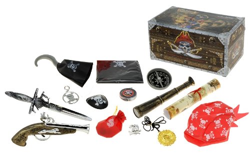 Piraten-Kostüm XXL FASCHING-SET ca.20 TEILE !!!Set inkl. Säbel Spielzeug-Pistole Fernrohr Kopftuch Verkleidung Augenklappe Schatzkarte