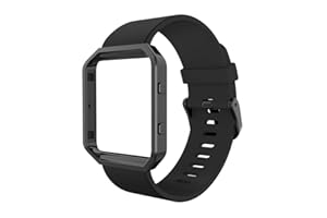 Simpeak Bracelet Compatible pour Fitbit Blaze, Silicone Remplacement Bande Cadre Etui Compatible pour Fit bit Blaze Smart Fitness Watch, Noir (6,7-8,1 Pouces)