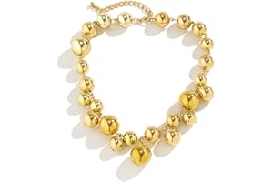 BSLVWG Punk Multi-layer Necklaces Metal Geometric Sphere Choker Necklace Thick Chains Statement Necklace Chunky Choker Hip Pop Jewelry for Women and Girls