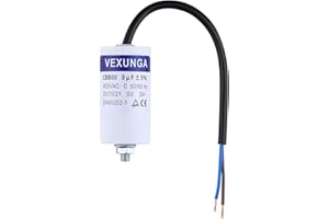 VEXUNGA CBB60 Condensatori 8uF 450V Condensatore Avviamento Motore Elettrico 8µF 450 Volt 35x65MM M8 Cavo di Collegamento