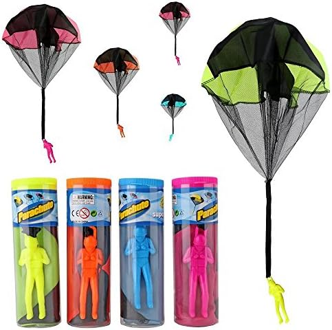 4 Pack Hand Throwing Parachute Men Toy Set Seprovider Tangle Free Flying Flight Creative Toys Multi-colour for Boys Girls Kids Adults