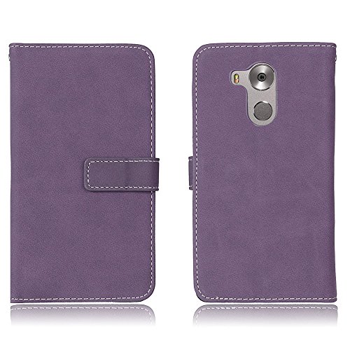 Ecoway Huawei Ascend Mate 8 Case, [Wallet Case] [9 Card Slot] Retro matte leather Anti-scratch PU leather Stand Function Protective Cases Covers with Card Slot Slim Flip Cover for Huawei Ascend Mate 8 - Purple
