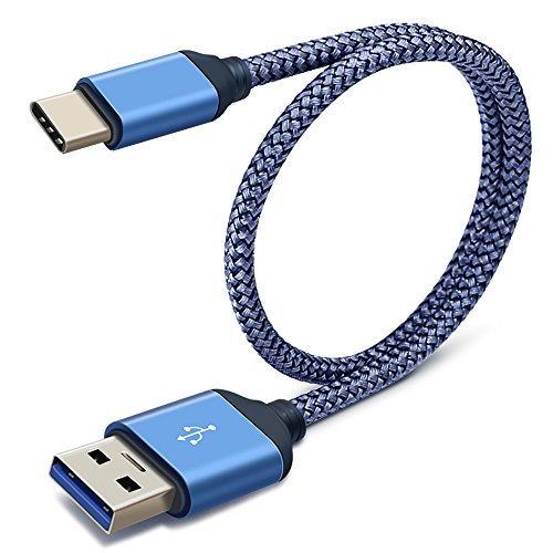 USB Typ C Kabel, USB C zu USB 3.0 Kabel, Higoo Typ C Kurzes Kabel 0.3M [1FT] Langlebiges Nylon geflochtenes Kabel USB Daten Sync + Schnelles Ladekabel für Huawei P9 Ehre 8s Galaxy s8 + Blau