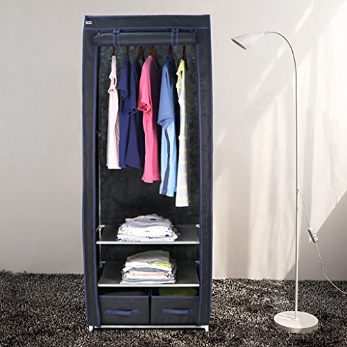 Finether Stoffschrank Garderobe Stoffschrank Faltschrank Kleiderschrank Campingschrank 165 x 60 x 45cm schwarz - 4