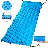 【【2.7 " de Espesor Apoyo para Dormir】】Las celdas de aire de nido de abeja brindan mayor comodidad con un espacioso tamaño de inflado de 74.8 "* 23.6" * 2.7 "(Límite de peso: 440 lbs). Ideal para cualquier posición para dormir. No más dolor de espalda o molestias molestas de las superficies rocosas o baches debajo. Una buena opción para viajes nocturnos. Dormir al aire libre es divertido, y nuestra colchoneta se sumará a un descanso más placentero.
