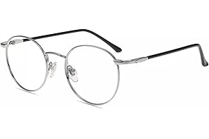 Firmoo Blue Light Blocking Reading Glasses UV 400 Computer Reading Gaming Glasses with Anti Glare Anti Eyestrain Lens Round Vintage Metal Frame