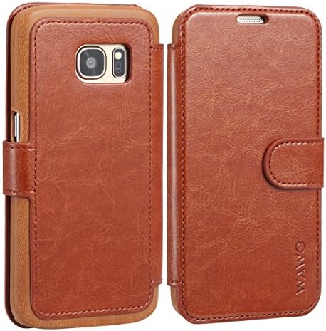 Samsung Galaxy S7 Case Cover, WAWO Soft PU Leather Wallet Case for Samsung Galaxy S7 Cell Phone (Brown)