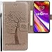 Produktbild CLM-Tech kompatibel mit LG G7 ThinQ Hülle, PU Leder-Tasche Schutzhülle mit Stand, Kartenfächern, Flip-Cover Lederhülle, Baum Eule grau
