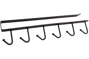 RICEEL Supporto per tazze, per armadietti, credenze, per 6 tazze, gancio da appendere sotto l'armadio (nero)