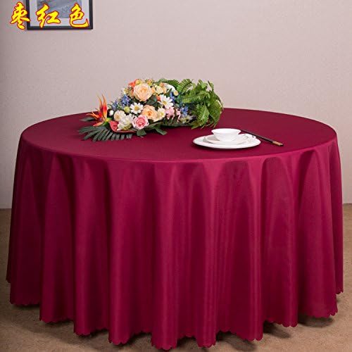 Taboeoe Table Cloth _ Hotel Restaurant Round Conference Desk Cloth Square Tablecloth,Jujube Red,Round 240Cm