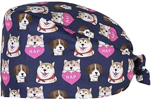 CRLLDPM Gorro Quirofano Mujer Gorros de Trabajo con Botones Capuchas Turbante Estampado Ajustables con Banda para el Sudor Gorro Cocinero Cocina con Bolsa de Cola de Caballo Gorros de Ducha Quirofano Mujer
