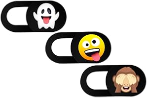 hidemonkeys Webcam Abdeckung 3er-Pack mit Emoji Design. 0,8 mm superdünner Camera Cover, Slider Kamera Abdeckung für Laptops, Tablets, Handys, iMac, iPhone, Notebook (Ghost, Smiley, AFFE)