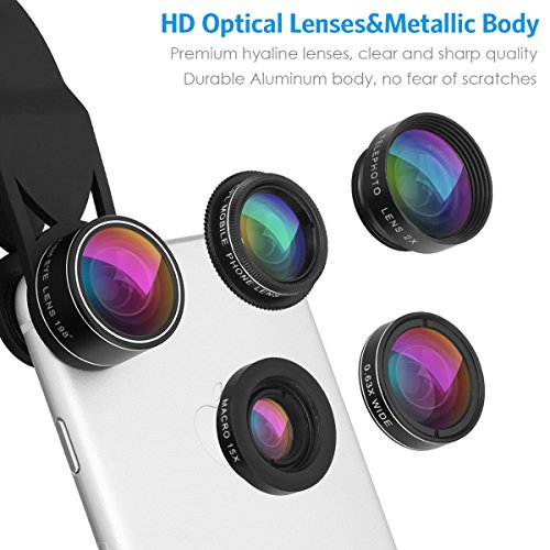Criacr 5 in 1 lenti a Telefono, LG, HTC, Huawei, Samsung e Altri Smartphone Kit di Obiettivi per Telefono Cellulare Clip su Cellulare per iPhone 8/7/6 / 6s Plus