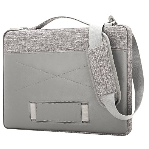 MOSISO Polyester Gewebe Beweglicher Multifunktions Laptop Hülsen Schulter Beutel mit Zurück Handy Strap für 13-13.3 Zoll MacBook Pro, MacBook Air, Notebook Computer, Grau