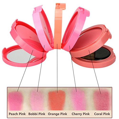 Blush Palette Erröten Palette 5 Farben Rouge Contour Palette mit Rougepinsel Professionelle 5 Farben Gesicht Puder Palette Make-up Wasserdicht Puder Powder Make Up Kosmetik Set – Ideal für Sowohl den Professionellen als auch Persönlichen Gebrauch - 5