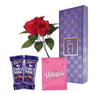 Maalpani Artificial Rose Bunch with Dairy Milk Chocolate - Valentine Day Gift for Girls Boys Boyfriend Girlfriend Husband Wife Love - Rose Day Hamper