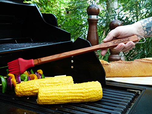 Grillzubehör Geschenk Set von Grillfaktur / Lange Edelstahl Grillzange (45 cm) / Grillpinsel mit Silikonborsten und langem Griff (42 cm) - 6