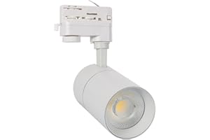 LEDKIA LIGHTING - Spot LED sur Rail Triphasé | 30W Dimmable | Éclairage Sans Scintillement | Faisceau Lumineux 3000 lm | Orientable à 360° | Blanc Chaud 3000K, Aluminium