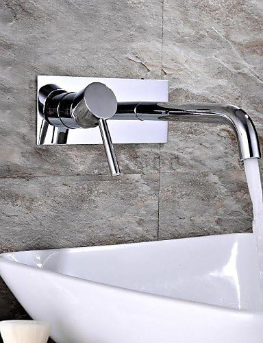 YHFXD Sink MixerHPB Contemporary Chrome Finish Brass Two Holes Single Handle Wall Mounted Bathroom Sink Faucet
