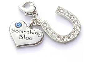 Occasions Emporium Something Blue Heart and Horseshoe Garter Charm - Gift Packaged