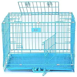 RvPaws Powder Coated Iron Cage with Removable Tray for Dog (36-inch, Large Blue)?