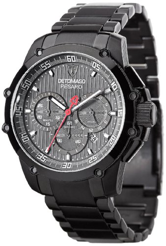 DETOMASO Herrenuhr Quarz Edelstahlgehuse Edelstahlarmband Mineralglas PESARO XXL Chronograph Classic grau/grau DT1042-E