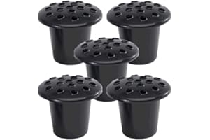 MR. BARRY'S HANDMADE Mr. Barry’s Pack of 5 Black Memorial Grave Vases with Lids – Round Grave Flower Vase Inserts for Cemetery, Grave Decorations, Memorial Tributes & Outdoor Arrangements