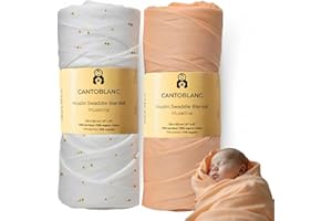 Cantoblanc® MUSELINAS bebé ALGODÓN BAMBÚ 120x120 cm, 2 UDS Extra Suaves. Arrullo Bebé Recién Nacido Invierno Verano. Toalla Manta Bebé Recién Nacido. Gasas Muselina Bambú Pañales Fraldas Pano.