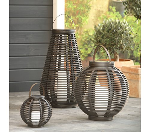 Dehner Solarlaterne Rattan, 25 cm, mit LED-Flacker Kerze - 2