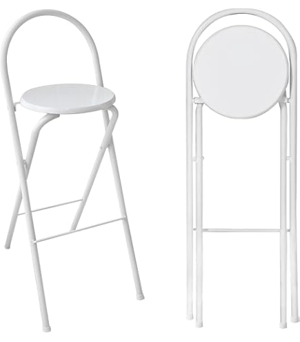 Sgabello Da Bar Pieghevole - Altezza 70 Cm, Diametro 31 Cm | Portata 100 Kg, Metallo/Plastica | Nero O Bianco - Foto 8