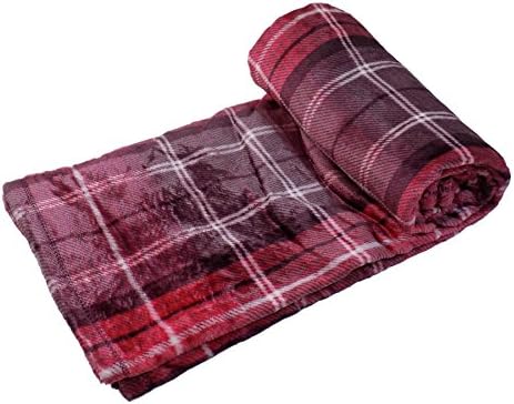 LUXURY SUPERSOFT HIGHLAND TARTAN CHECK RED FLEECE THROW BLANKET 130 X 170CM