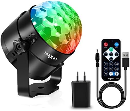 Supon Disco Ball Party Disco Light Music Light Effect LED with USB for Kids Birthday Xmas Halloween Celebration Party Favor Gift Toy Accessory Camping Dj Dancing Stage Karaoke Lighting Decoration