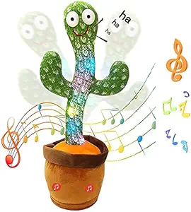 Home & Kitchen Studio Dancing Cactus Toy with USB,Wriggle Singing Recording Repeat What You Say Funny Education Toys for Babies Children Playing,Home Decoration (Green)