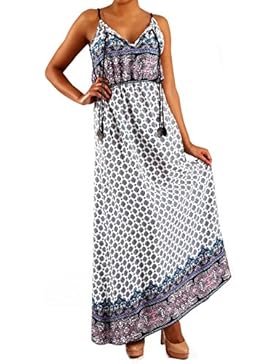 Damen Maxikleid Kleid mit Träger Allover Print