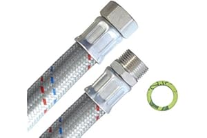 DER-SCHLAUCHFRITZE.DE H2O-Flex® Panzerschlauch DN19, Flexschlauch, 3/4" Innengewinde und 3/4" Außengewinde für Hauswasserwerk, Solar, Heizung