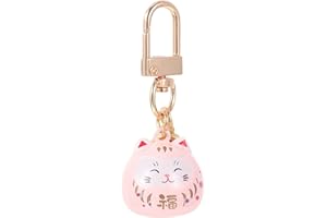 Alipis Maneki Neko Keychain Japonais Beckoning Cat Keyring Fengshii Fortune Key Chains Pendentif Pendent à Handag pour à Dos Red Red