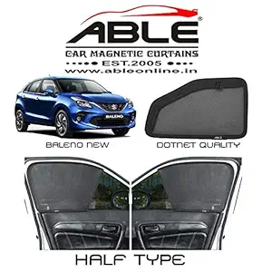 Able Dotnet Half Car Magnetic Sun Shade Curtains for Maruti BALENO New Set of 4 (2015 to 2020 Model)
