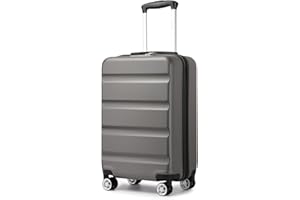 KONO Koffer Trolley Handgepäck Kabinenkoffer Leichte Hartschalengepäck mit TSA-Schloss und doppelte Spinnrollen für Reisen und Business 55x35x22cm, Grau