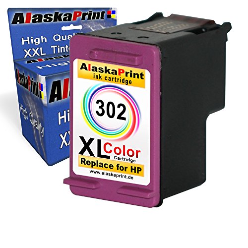 Alaskaprint 1x Tintenpatrone Kompatibel für Hp 302 XL 302XL Farbig Color HP DeskJet 1110 2130 3630 HP Envy 4520 e-All-in-One 4524 e-All-in-One HP OfficeJet 3830 4650 3800 Series 1xhp302C