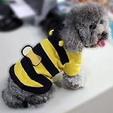 Süße Biene Design Hund Polar Fleece Stoff Kleidung Katze Kleidung Welpe Hoodie Plüsch warmen Wintermantel Kleidung Kostüm Accessoire für Hunde Haustiere mit Hut Grösse L -