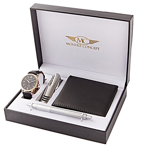 Book's Cover ofMontreConcept  coffret cadeau montre Homme avec couteau multifonction  portefeuilles et stylo  CCP10066