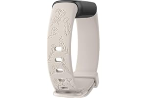 Tobfit Flower Pattern Strap compatible with Fitbit Luxe Straps for Women Men, Fashionable Soft Silicone Engraved Replacement Watchband