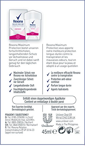 Rexona Maximum Protection Confidence Anti-Transpirant, Damen Deo Cremestick, 1er pack (1 x 45 ml) - 2